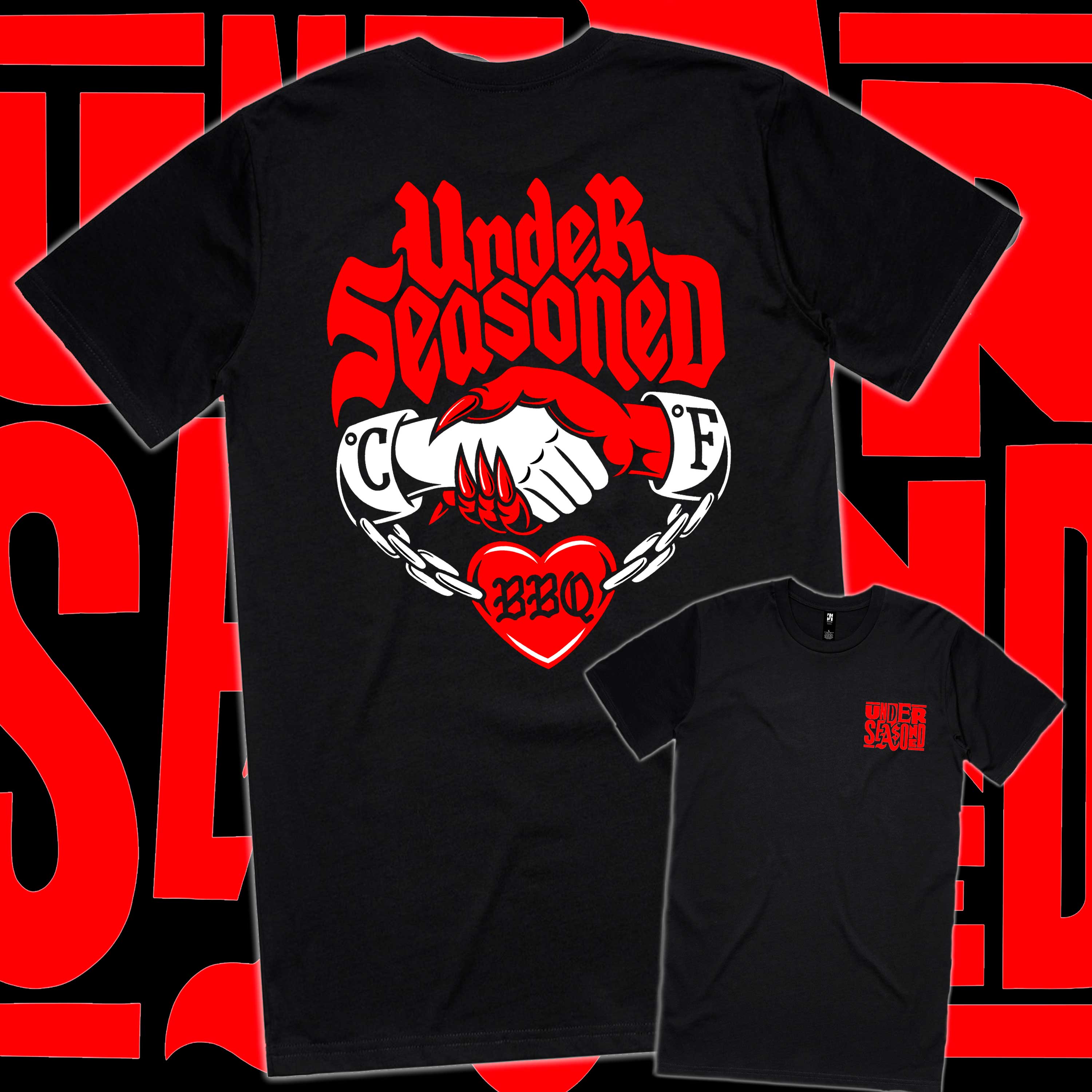 4-5XL Under Seasoned BBQ Handshake Tee image 0