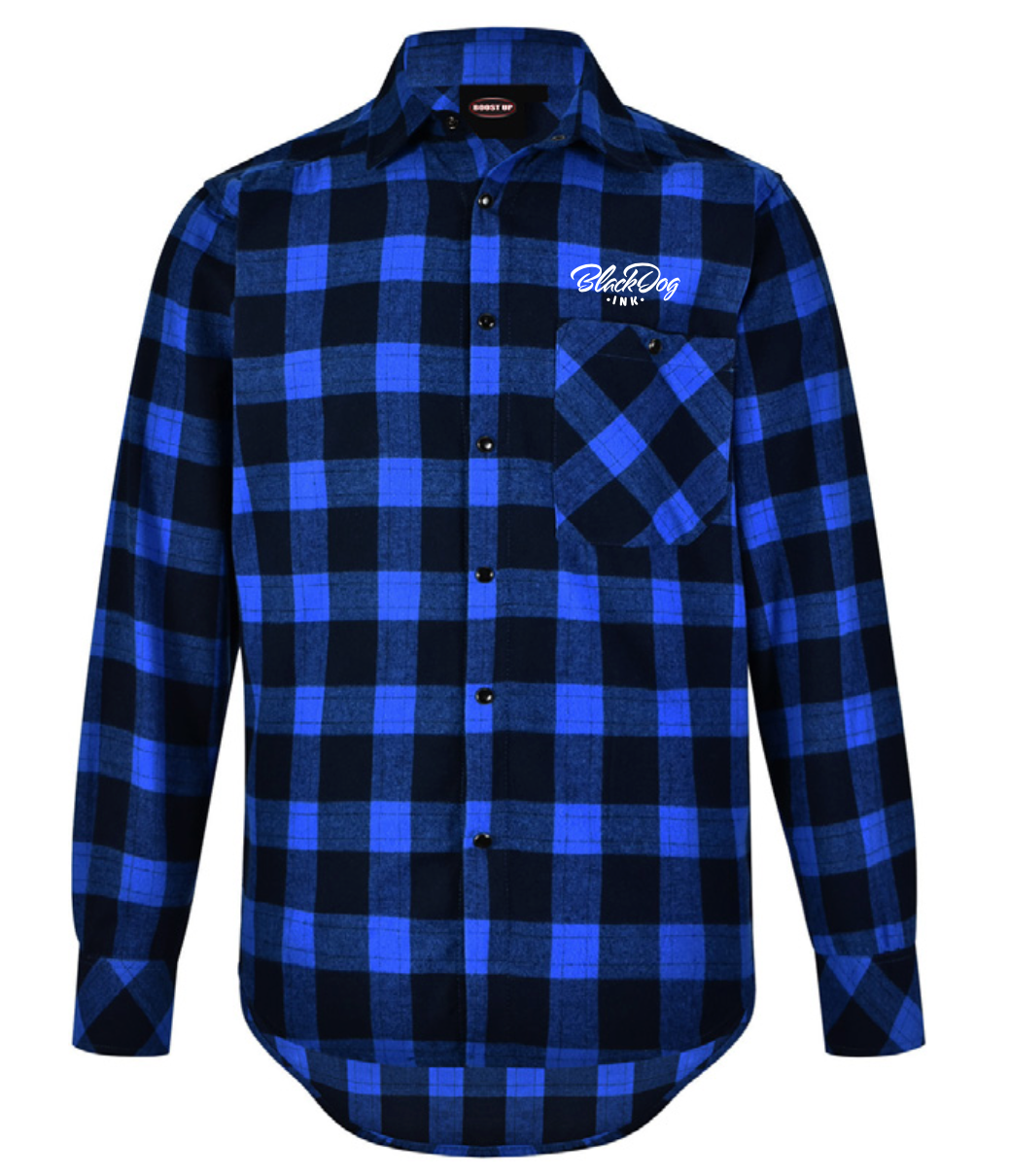 BlackDog Embroidered Flanno in Blue
