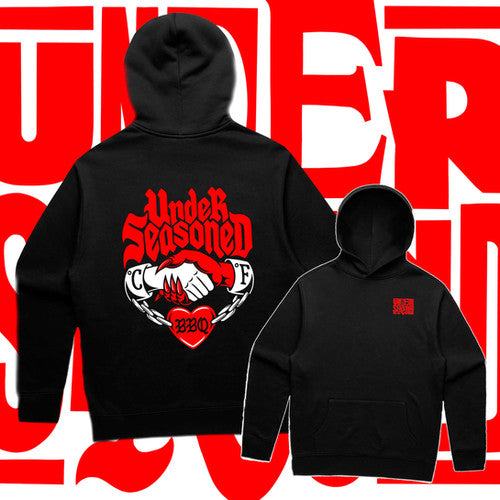 Under Seasoned BBQ Handshake Hoodie | BlackDog Ink